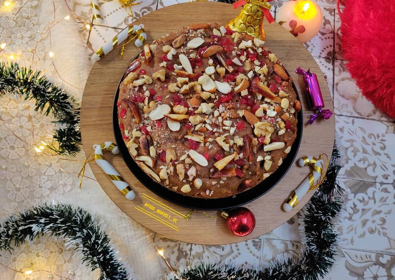 Eggless Whole Wheat Christmas Plum Cake - Sugar Free