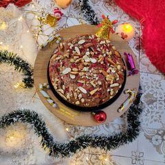 A picture of Eggless Whole Wheat Christmas Plum Cake - Sugar Free.