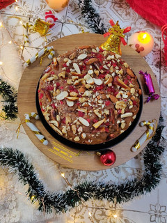 A picture of Eggless Whole Wheat Christmas Plum Cake - Sugar Free.