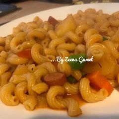A picture of Macaroni With Potatoes, Sausage And Vegetables.