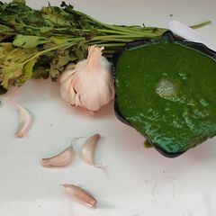 A picture of Garlic coriander chutney.