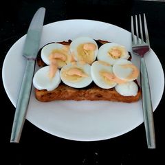 A picture of My Simple Boiled Egg & Black Pudding on Seeded Bread Toasted 🤩.