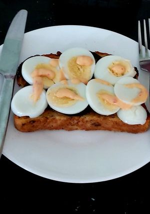 A picture of My Simple Boiled Egg & Black Pudding on Seeded Bread Toasted 🤩.