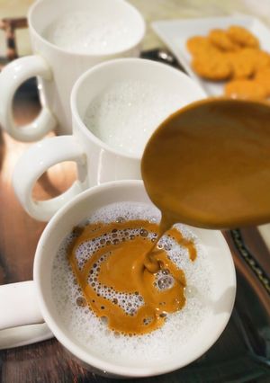 A picture of Cappuccino coffee ☕ homemade without machine.
