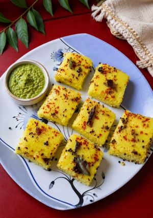 A picture of Moong Dal Dhokla.