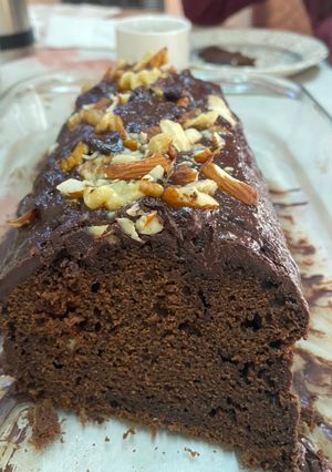 Una foto de Budín de cacao amargo y café