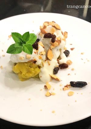 Hình của món Khoai lang Nhật nghiền sữa chua.