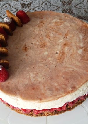 Une photo de Cheesecake sans cuisson framboise speculoos