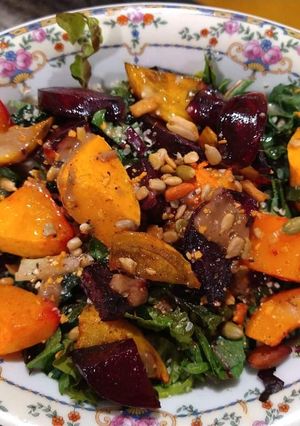 A picture of Butternut beet kale salad.