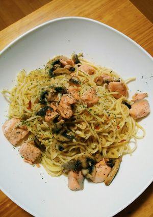 Foto resep Spaghetti Aglio Olio Salmon