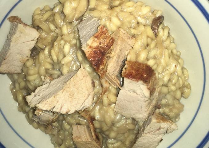 Mushroom risotto with pork