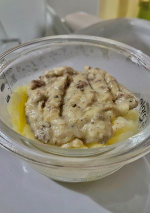 Foto resep Mpasi Bechamel Cheese Beef with Mashed Potato