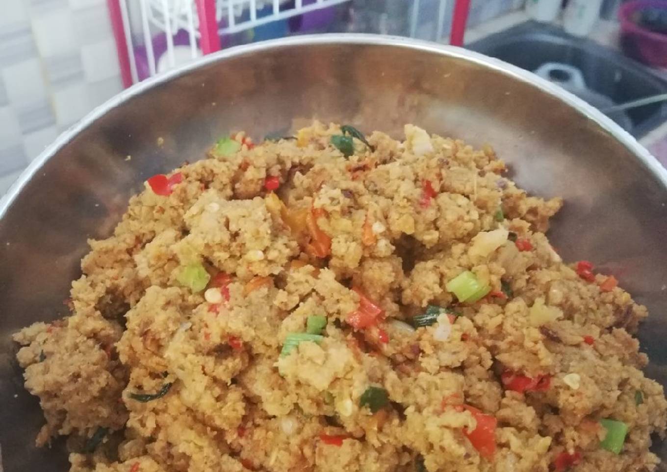 Tumis oncom kemangi pedas