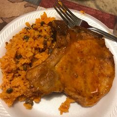 A picture of Sweet baked Polynesian pork chops.