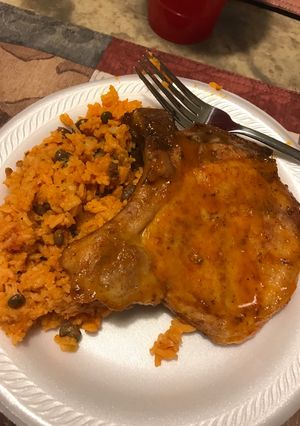 A picture of Sweet baked Polynesian pork chops.