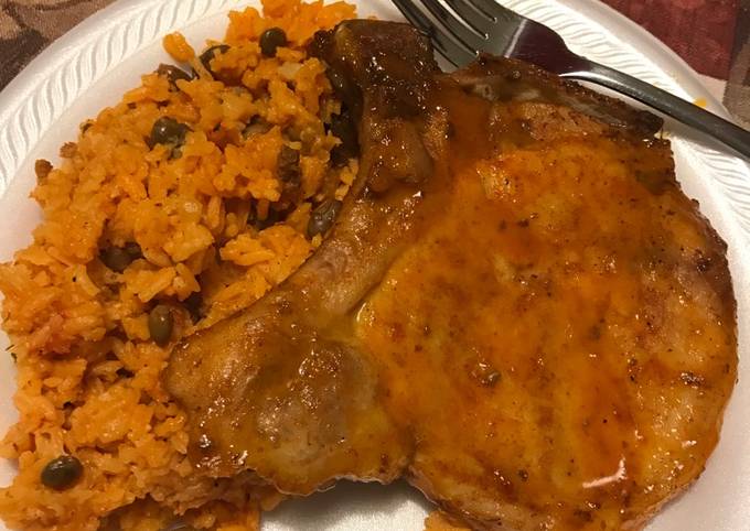 Sweet baked Polynesian pork chops