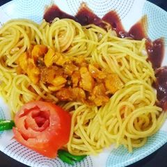 Chicken chat pati Speghatti A picture of Chicken chat pati Speghatti.