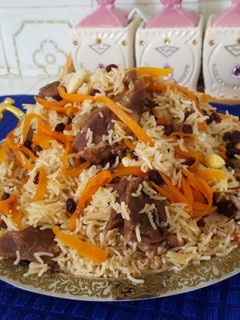 A picture of Afghani mutton pulao.