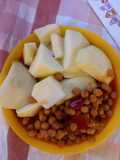 Green apples with moroccan style chickpeas