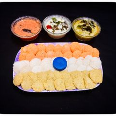 A picture of Tri colour mini idli.