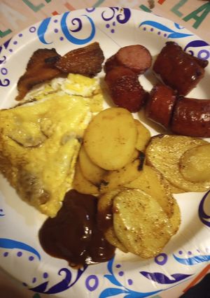 A picture of Mushrooms and Swiss Eggs.