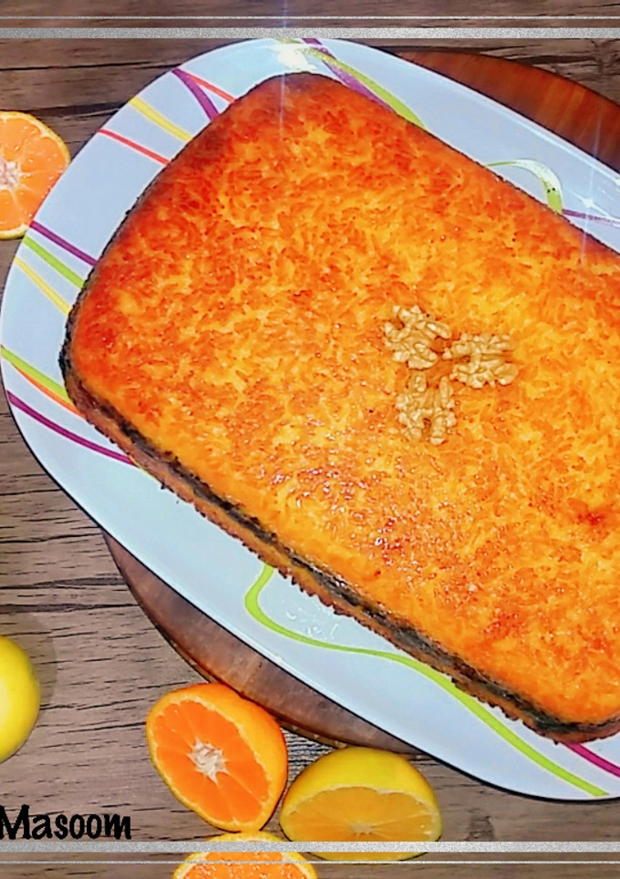 عکسی از دستور ته چین گوشت زعفرانی