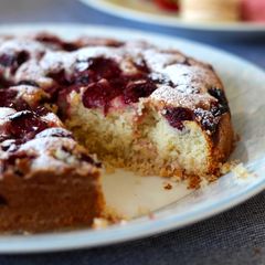 A picture of Sour cherry and almond cake.