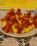 Pulpitos de vienesa con papas duquesa