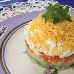A picture of Potato Salad Cake.