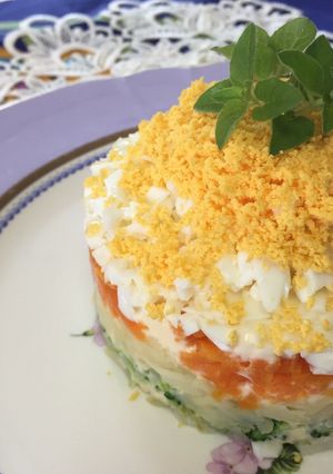 A picture of Potato Salad Cake.