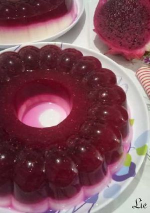 Foto resep Pudding Buah Naga Lapis Susu