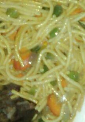 A picture of Ganished spaghetti.