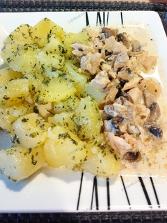 Tejszínes csirkemell, gombás raguval gluténmentesen recept fotója