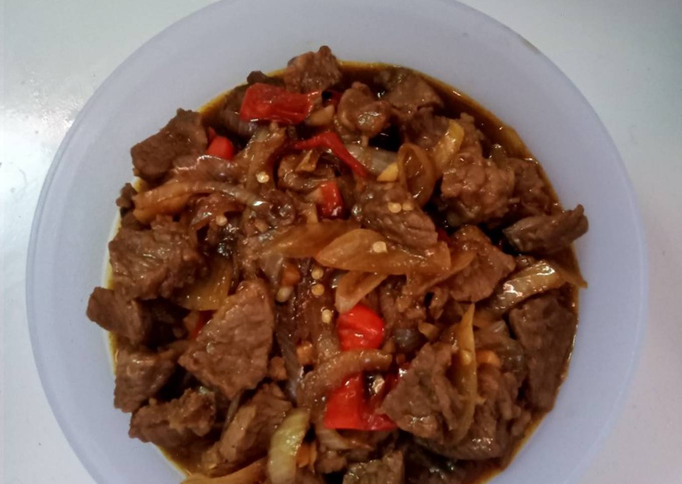 Daging sapi teriyaki pedas