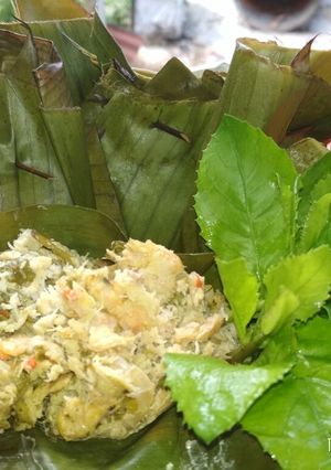 Foto resep 42. Botok Udang Sungai Daun Luntas Tahu