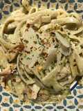 Easy Creamy Basil Pesto Alfredo Fettuccini with Chicken