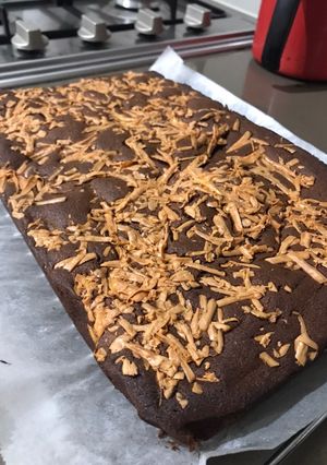 A picture of Dark Choc Almond Brownies with Cheese Toppings.