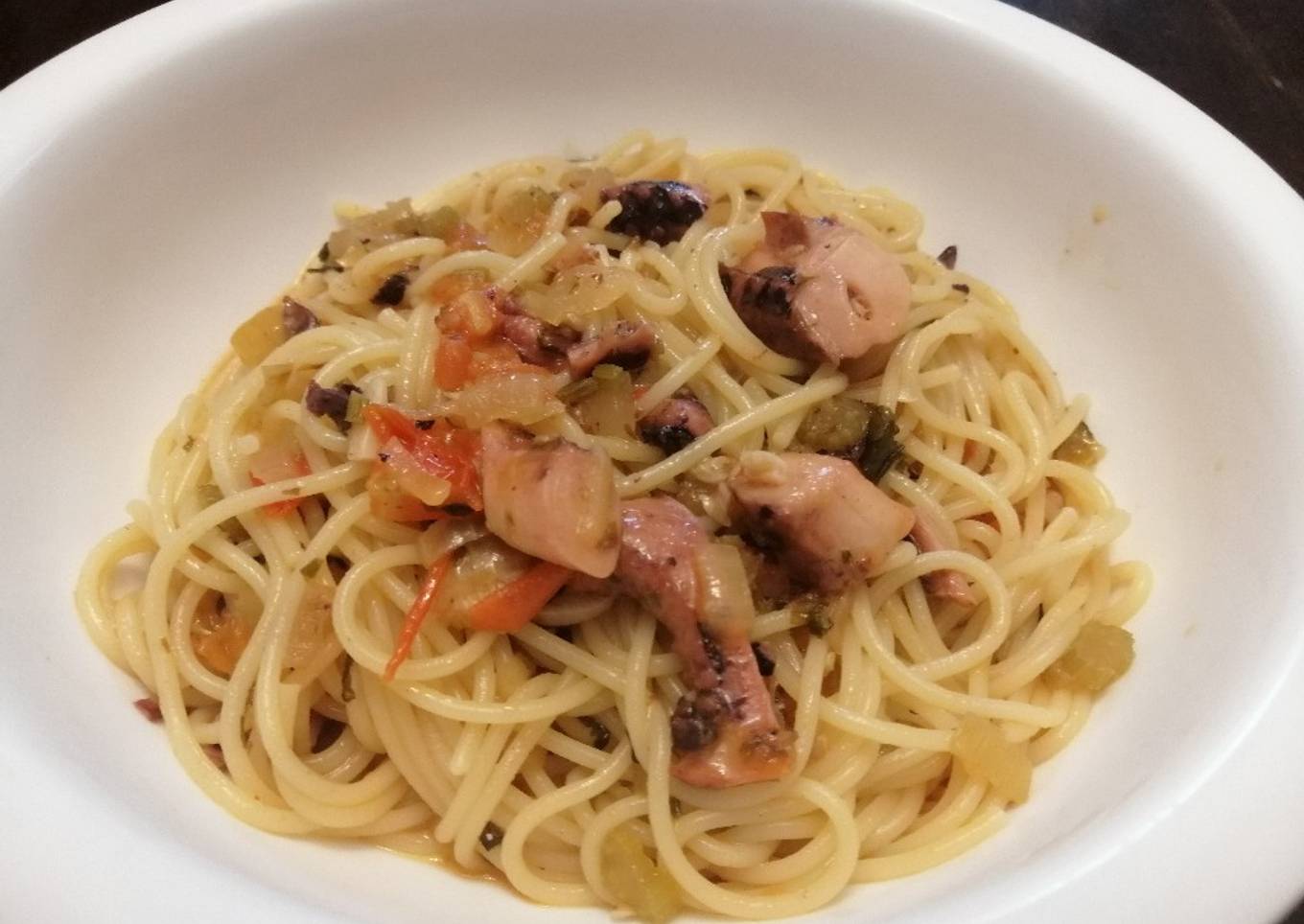 Spaguettis con Pulpo