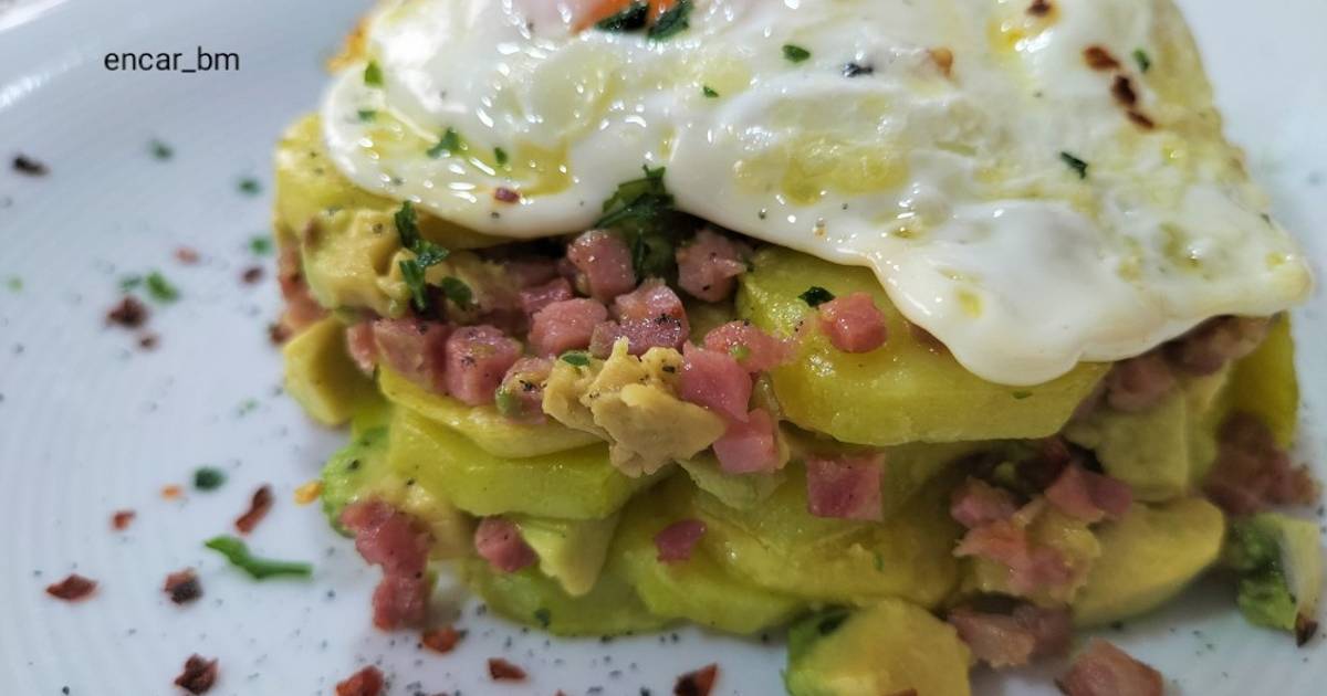Timbal de patatas, jamón y aguacate Receta de Encar Cookpad