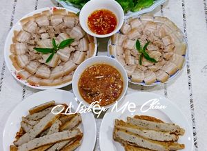 Hình của món Bánh tráng cuốn thịt heo - chả cá.