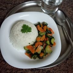 A picture of #weekly jikoni challenge sauted vegetables and fried rice.