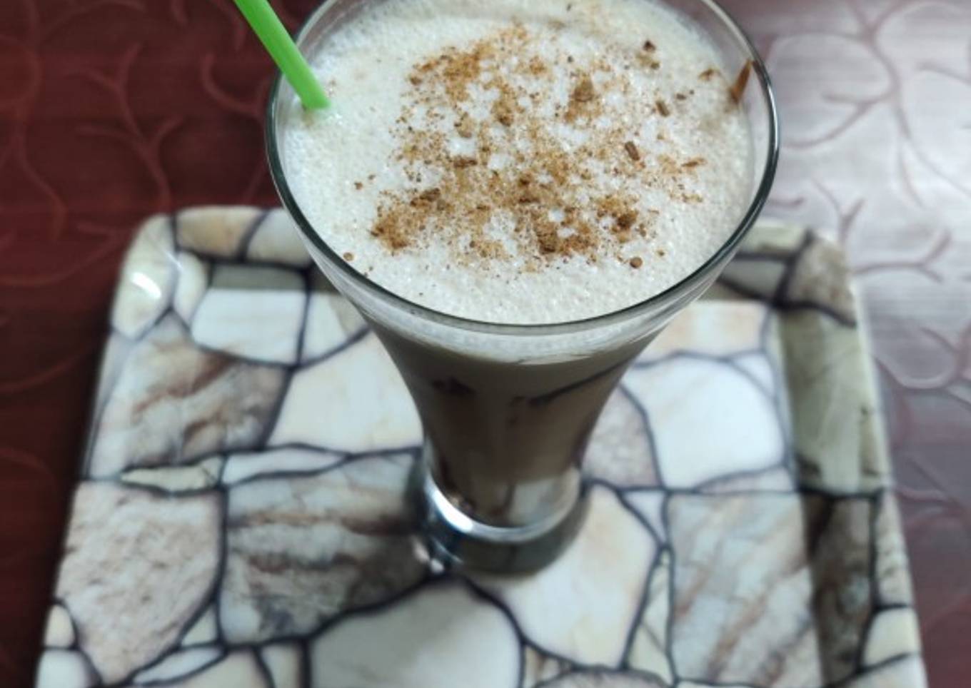 Cold coffee with vanilla ice cream