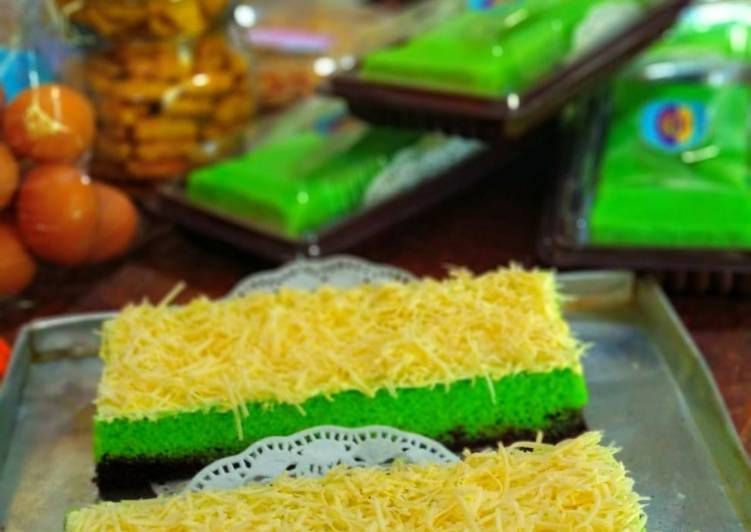 Brownies kukus lapis pandan