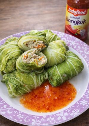 Foto resep Sawi gulung isi tahu ayam