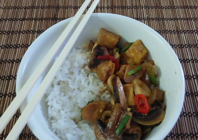 Resep rice bowl chicken champignon teriyaki yang Enak Banget