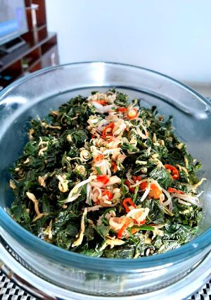Foto resep Tumis Daun Singkong Teri Medan Sambal Matah