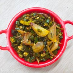 Bhindi fry A picture of Bhindi fry.