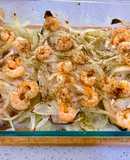 Reineta al horno con camarones