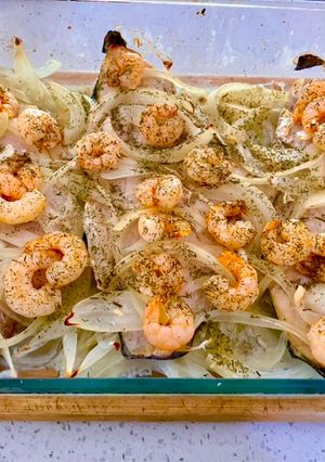Una foto de Reineta al horno con camarones