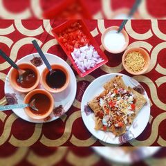 A picture of Leftover roti chaat.
